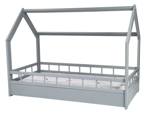 Wooden House Bed 160x80cm With Barriers + STANDARD Mattress