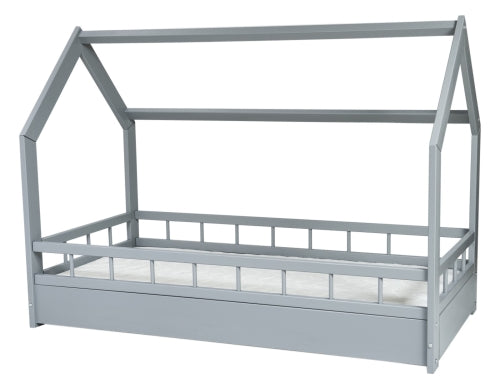 Wooden House Bed 160x80cm With Barriers + ECO Mattress