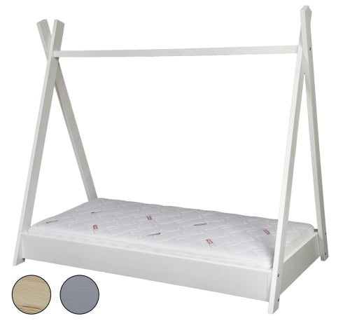 Wooden Teepee Tent Bed 160x80cm + STANDARD Mattress