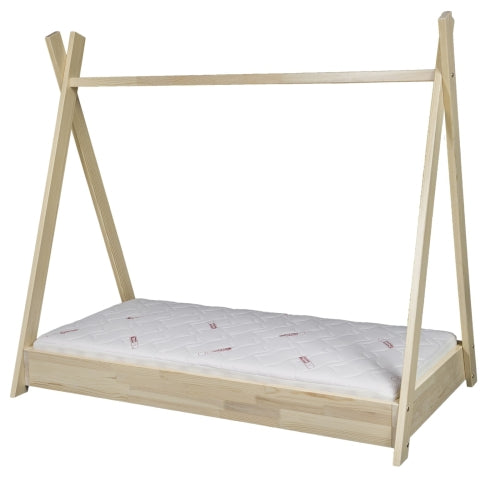 Wooden Teepee Tent Bed 160x80cm + STANDARD Mattress