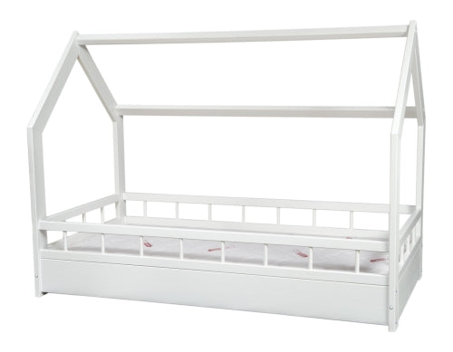 Wooden House Bed 160x80cm With Barriers + STANDARD Mattress
